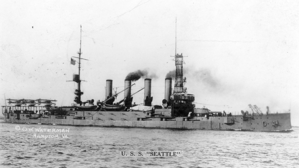USS Seattle (CA-11) with seaplanes - 1919.jpg