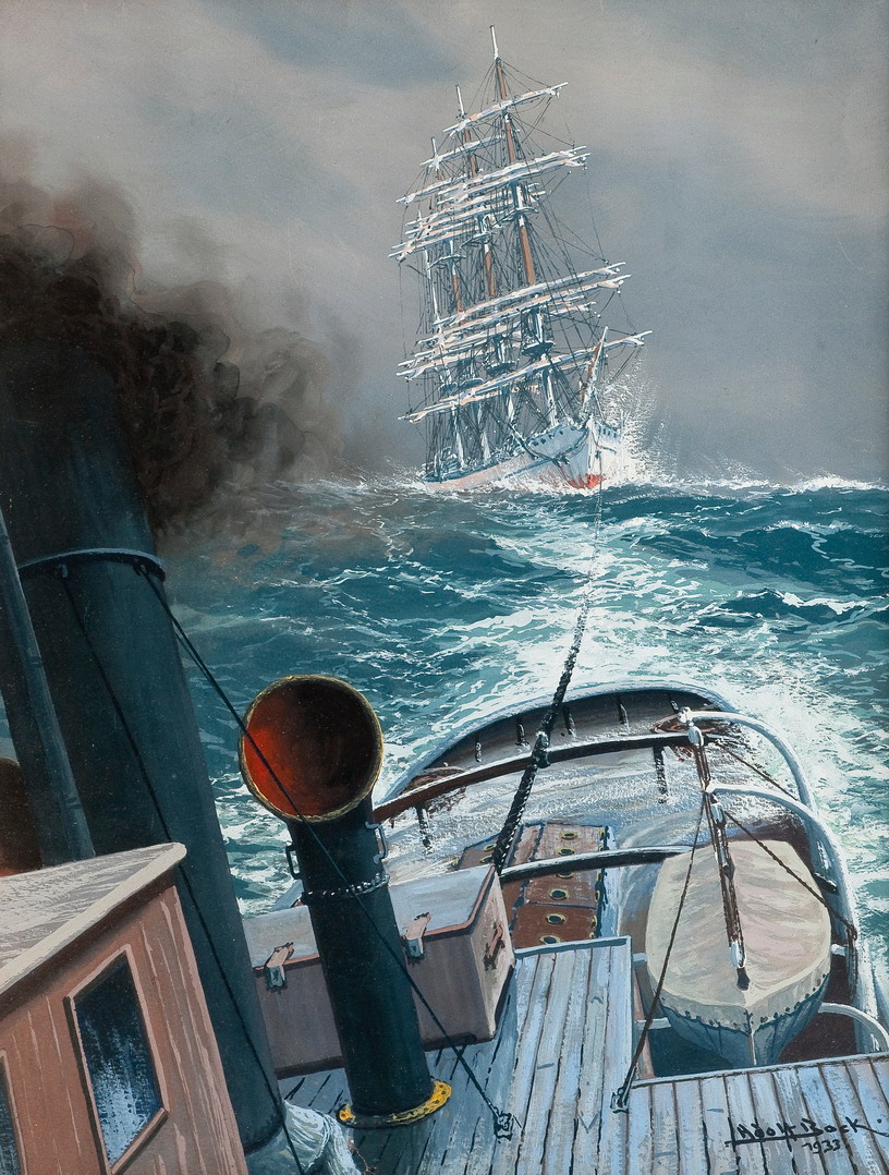 Adolf Bock (1890-1968)_TOWING ON STORMY SEA_resize.jpg