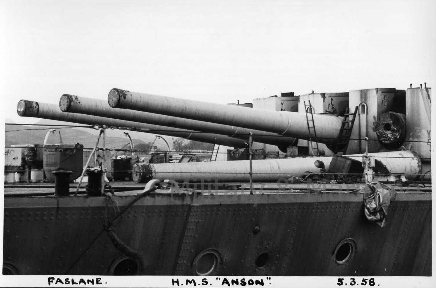 HMS Anson - Breaking up at Faslane in Scotland - 1958.jpg
