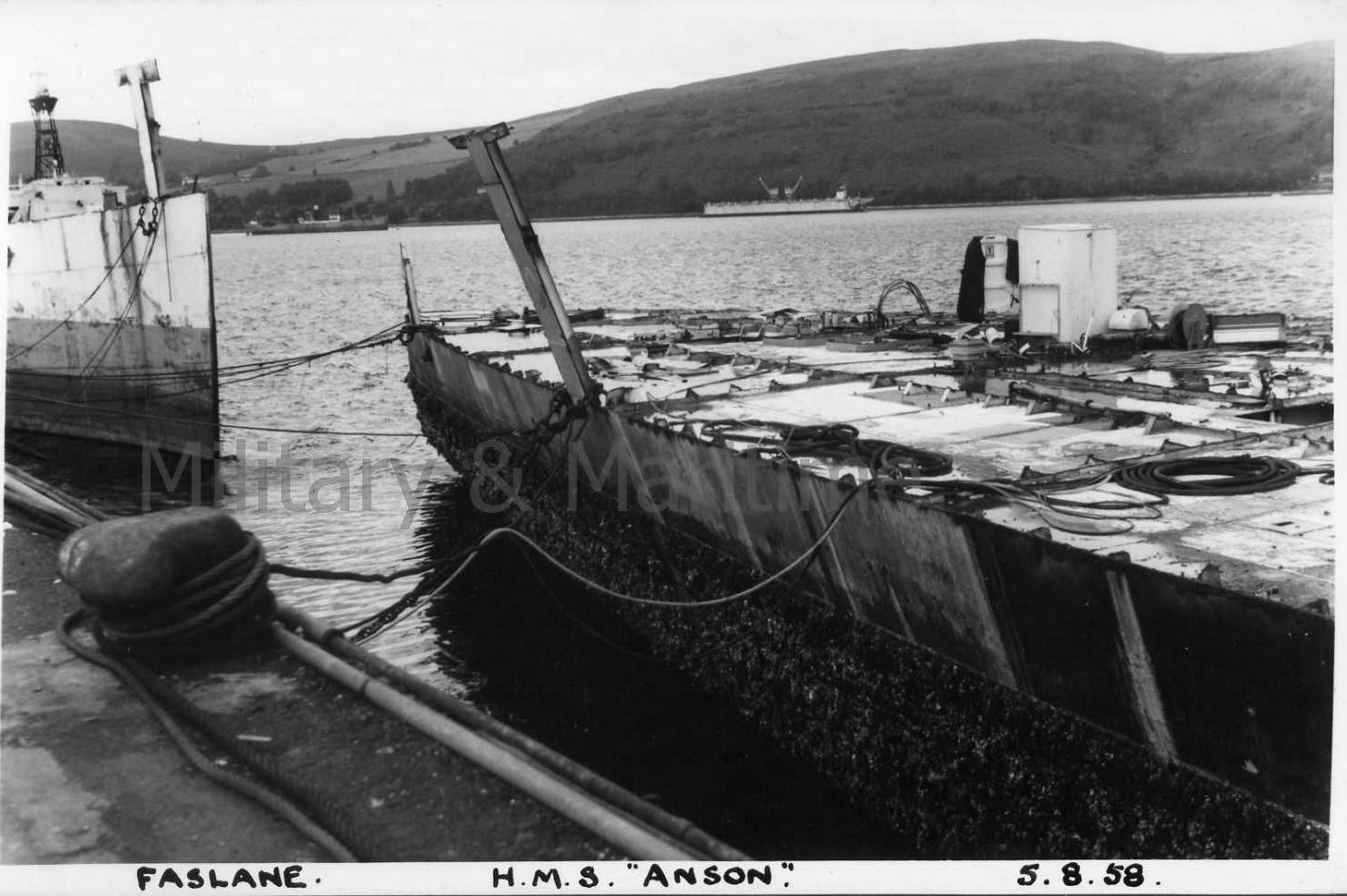 HMS Anson - her breaking up at Faslane, Scotland - 1958.jpg