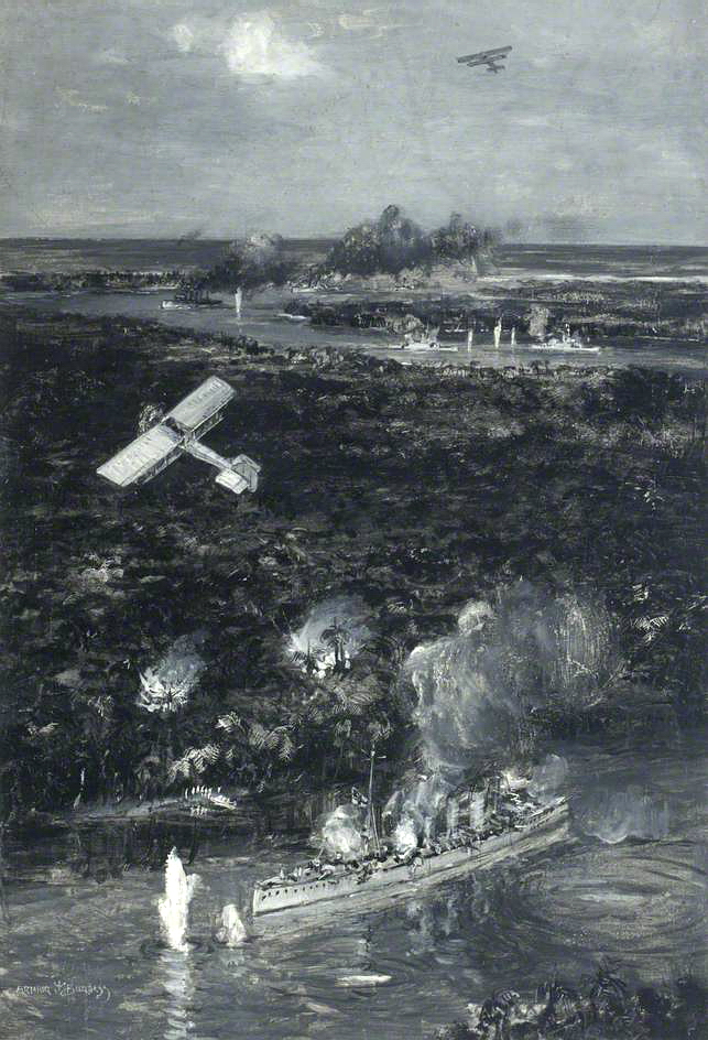 HMS 'Mersey' and HMS 'Severn' Firing on SMS 'Koenigsberg'.jpg