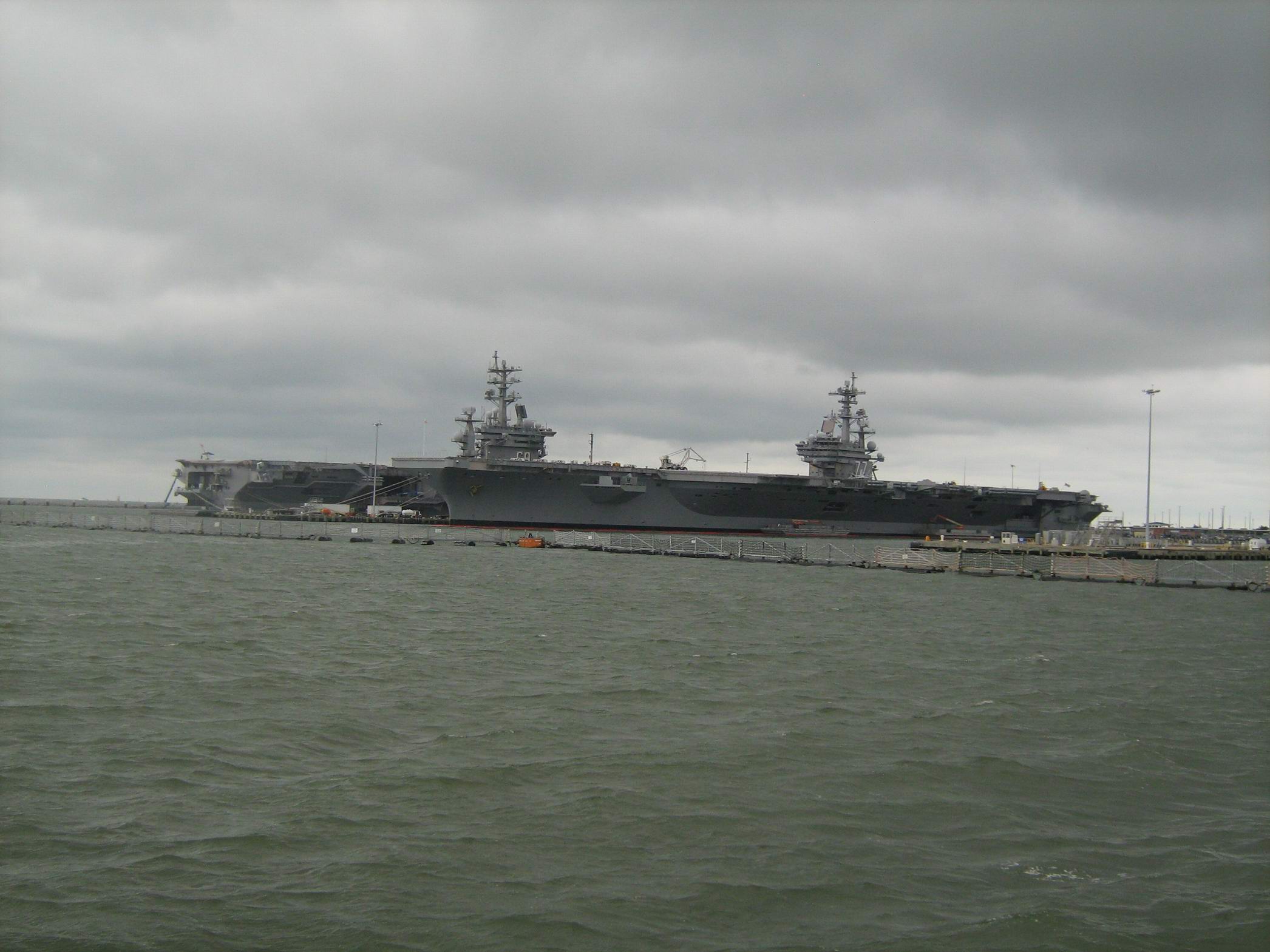 USS George H.W. Bush (CVN-77) and USS Dwight D. Eisenhower (CVN-69) - Norfolk - July 25 2013.jpg