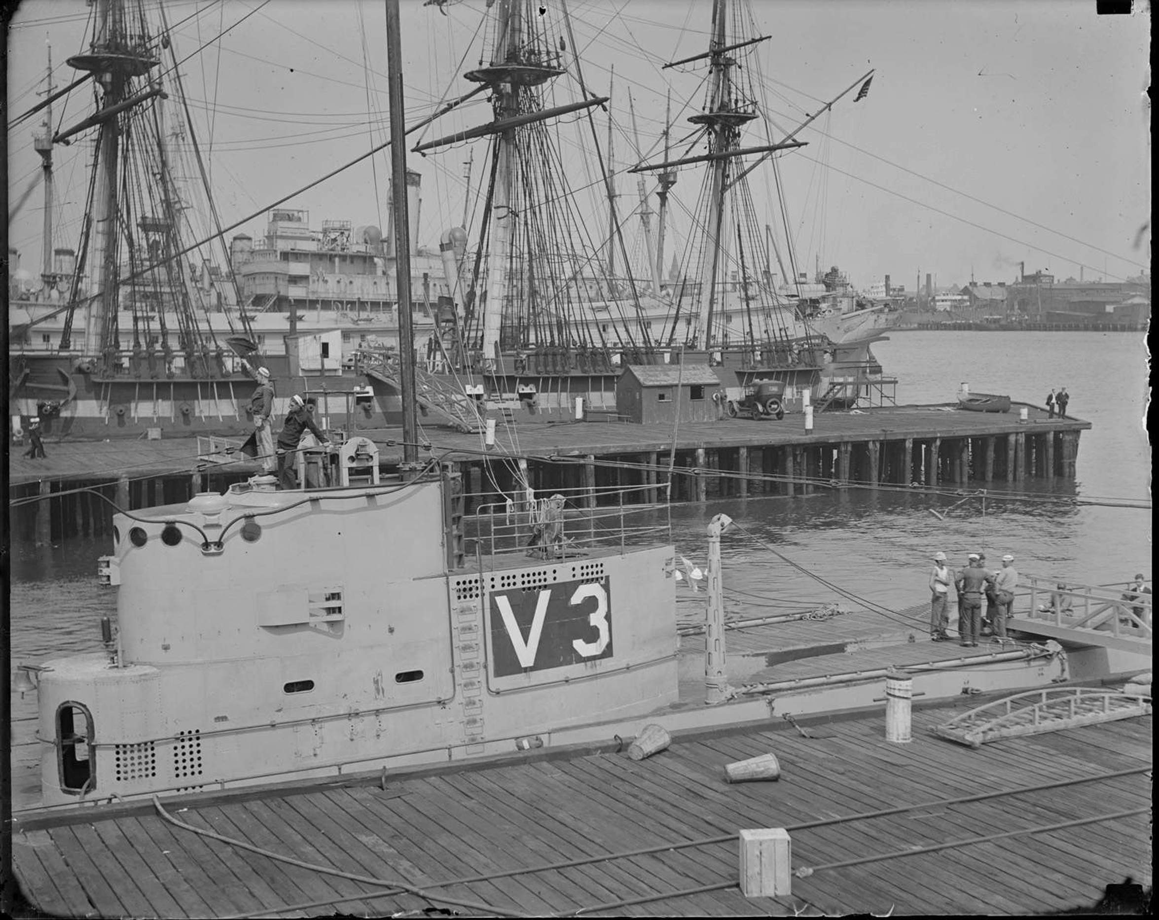 V-3 with USS Constitution at Boston Navy Yard.jpg