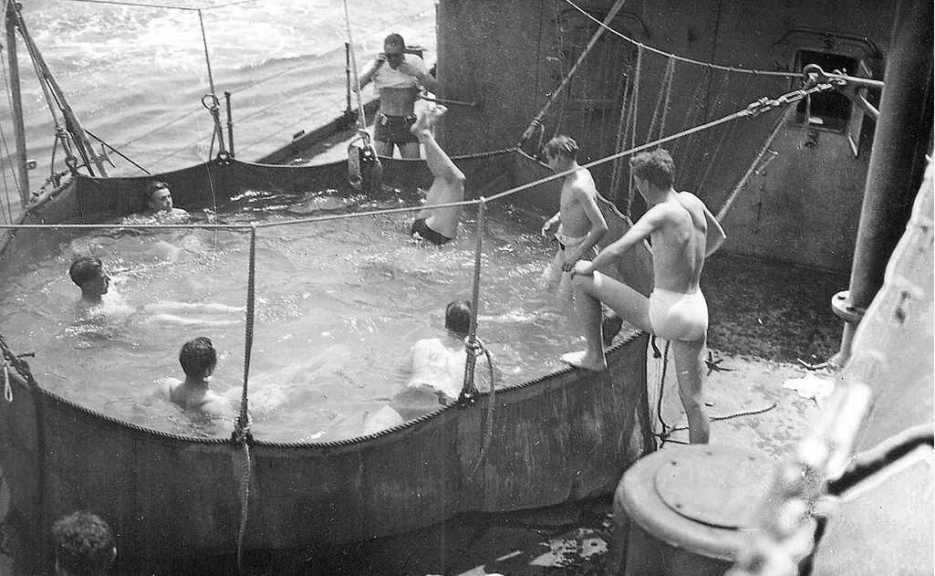 Bathing pool on the HMS Repulse - off the African coast - Nov 1941.jpg