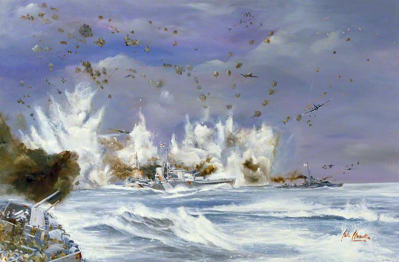 Evacuation of Crete - Cruisers HMS 'Orion' and HMS 'Kimberley' under Attack, May 1941. 1972–1978.jpg