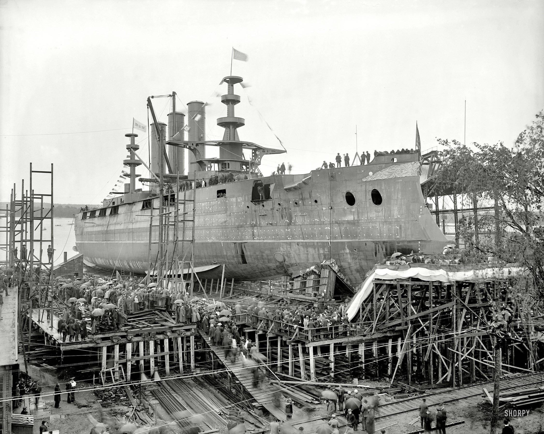 Bath Iron Works. Launch of battleship Georgia, 1904.jpg