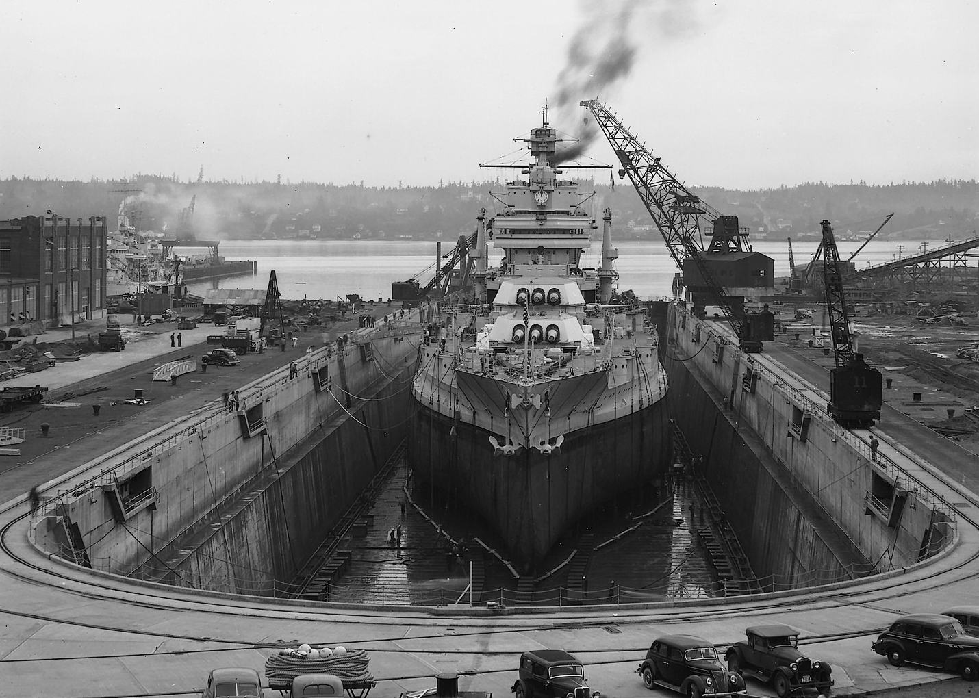 USS Mississippi (BB-41) in Dry Dock No. 4, Navy Yard Puget Sound, October 22nd 1940.jpg
